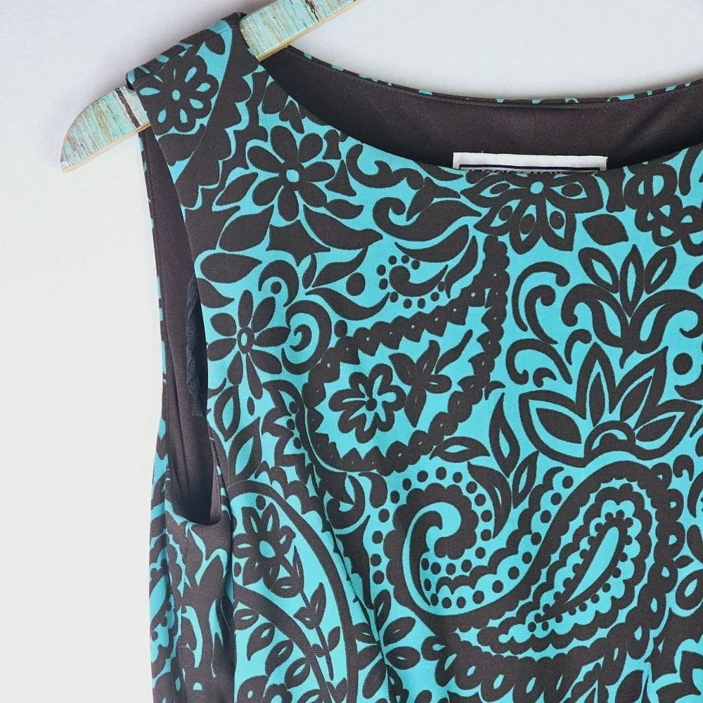 Jessica Howard Paisley Rouche Waist Sleeveless Midi High Neck Lined Dress, 10 - Picture 4 of 8